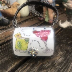 Little Earth Cocktail Time Drinks Handbag Purse Bag Swarovski Crystals 2009 NEW